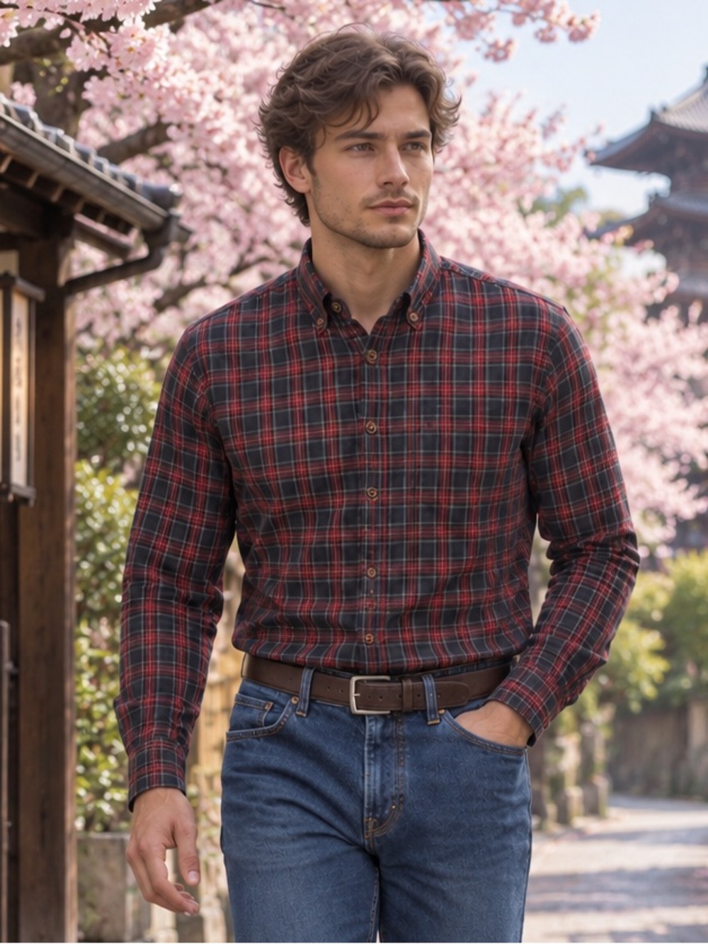 RARE SCOTCH & SODA Amsterdam Woven In Japan Shirt Men L Long Sleeve Plaid Cotton